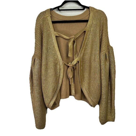 Kika Vargas X Target Metallic Back Tie Sweater Gold Metallic Knit Size XL - Picture 13 of 13